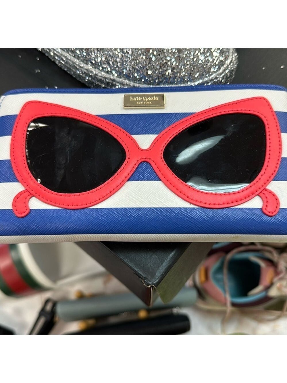 Kate Spade Neda Make A Splash Sunglasses Zip Wallet EUC